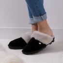 Ladies Alice Sheepskin Slipper Black with Dove Extra Image 5 Preview